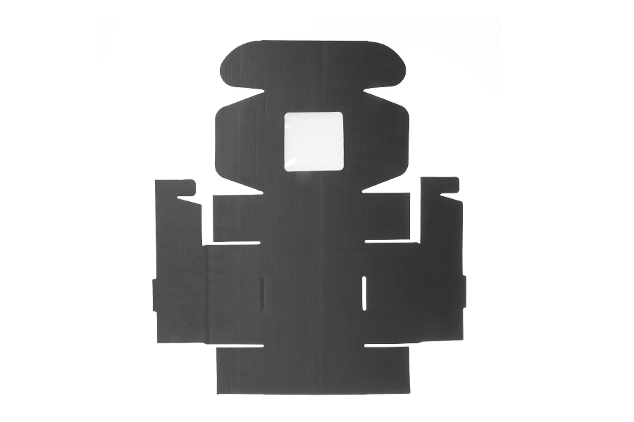 Schwarze Verpackungsschachtel aus Kraftpapier mit Fenster 130x120x60 mm