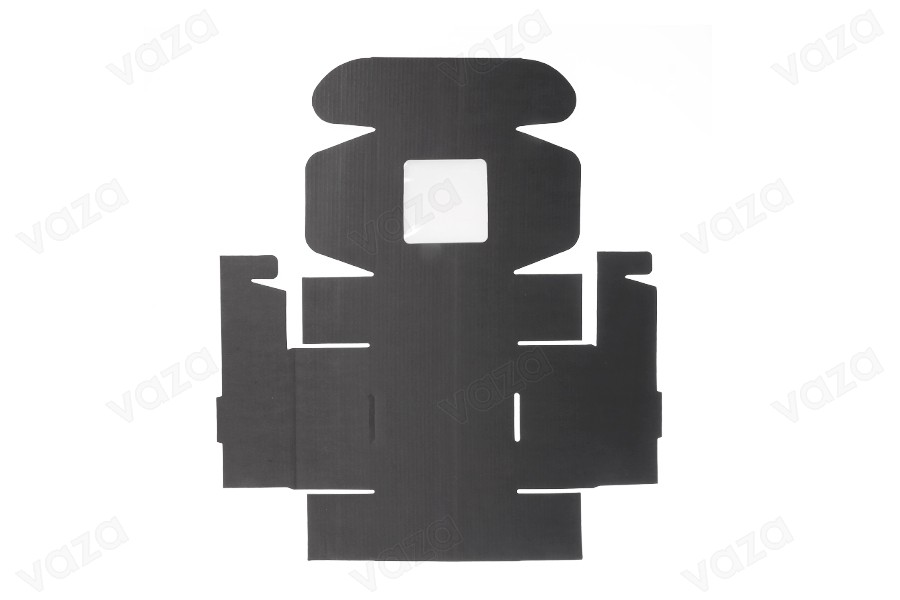Schwarze Verpackungsschachtel aus Kraftpapier mit Fenster 130x120x60 mm Schwarze Verpackungsschachtel aus Kraftpapier mit Fenster 130x120x60 mm-bildgruppe