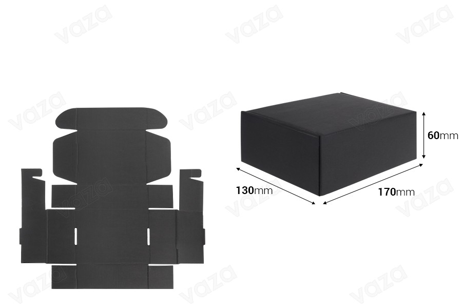 Schwarze Verpackungsschachtel aus Kraftpapier ohne Fenster 170x130x60 mm Schwarze Verpackungsschachtel aus Kraftpapier ohne Fenster 170x130x60 mm-bildabmessungen
