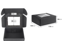 Boîte d'emballage en papier kraft noir avec fenêtre 170 x 130 x 60 mm Boîte d'emballage en papier kraft noir avec fenêtre 170 x 130 x 60 mm