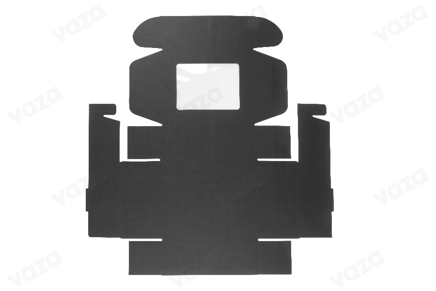 Schwarze Verpackungsschachtel aus Kraftpapier mit Fenster 170x130x60 mm Schwarze Verpackungsschachtel aus Kraftpapier mit Fenster 170x130x60 mm-bildgruppe