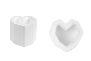 Portacandele decorativo in gesso a forma di cuore 44x50 mm