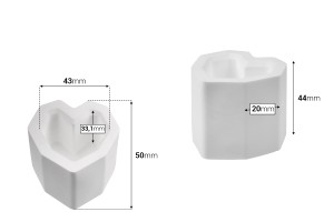 Portacandele decorativo in gesso a forma di cuore 44x50 mm-2
