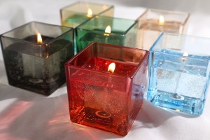 Quadratische Dekovase aus Glas 60x60 mm in verschiedenen Farben-bildgruppe