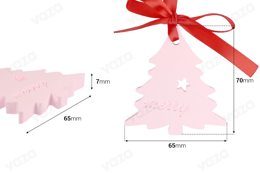 Diffuseur en plâtre au design sapin de Noël 65x7x70 mm avec ruban rouge-εικόνα_διαστάσεις