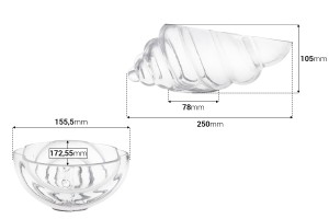 Glasdeko-Muschelvase 250 mm für Kerzen-εικόνα_διαστάσεις