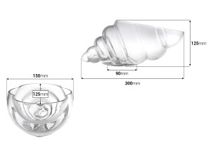 Glasdeko-Muschelvase 300 mm für Kerzen-εικόνα_διαστάσεις