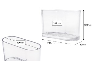 Pot décoratif en verre transparent 200x80x120 mm  pour bougie-εικόνα_διαστάσεις