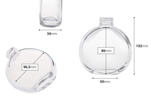 150 ml transparente Glasflasche mit Rattanstäbchen für den Diffusor-εικόνα_διαστάσεις