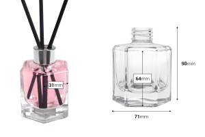 120 ml transparente Glasflasche mit Rattanstäbchen für den Diffusor-εικόνα_διαστάσεις