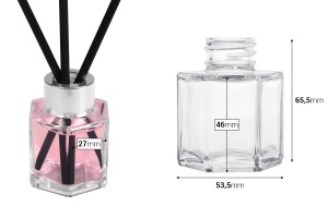 50 ml transparente Glasflasche mit Rattanstäbchen für den Diffusor-εικόνα_διαστάσεις