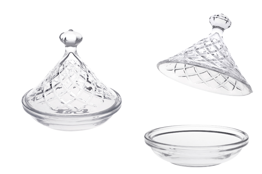 Bocal à bonbons décoratif en verre avec couvercle - 125x125 mm Bocal à bonbons décoratif en verre avec couvercle - 125x125 mm-εικόνα_προϊοντική