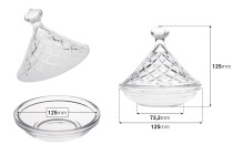 Bocal à bonbons décoratif en verre avec couvercle - 125x125 mm Bocal à bonbons décoratif en verre avec couvercle - 125x125 mm-εικόνα_διαστάσεις