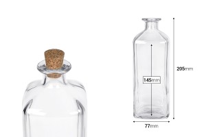 Bouteille cylindrique en verre de 700 ml pour boissons alcoolisées-εικόνα_διαστάσεις