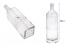 Γυάλινο μπουκάλι 1000 ml διάφανο Marasca με στόμιο PP 31.5 - 20 τμχ