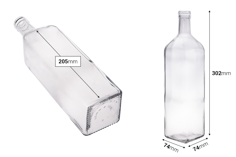 Shishe qelqi e pastër 1000 ml Marasca PP 31,5 - 20 copë-εικόνα_διαστάσεις