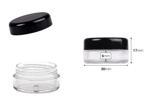 Vasetto da 5ml trasparente con tappo nero-photo_dimensions