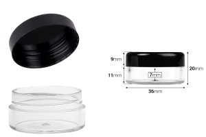Transparente Acryl- Cremedose 10 ml SAN mit schwarzem Deckel-εικόνα_διαστάσεις
