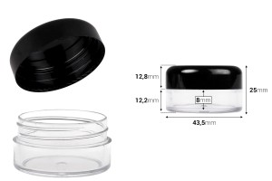 Acryl- Cremedose 15ml mit schwarzem Deckel -Verpackungseinheit: 12 Stücke-2