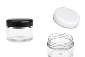 Pot en acrylique 20ml avec bande argentée sur le couvercle - 12 pcs-εικόνα_προϊοντική