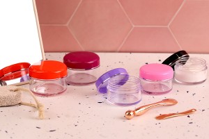 Pot en acrylique de 50ml avec couvercle en différentes couleurs et rayures argentées, en lot de 12 pièces-εικόνα_σύνθεση