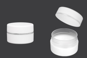 Kapakta iç astarlı beyaz MAT 100ml plastik kavanoz - 6 adet-1