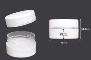 Kapakta iç astarlı beyaz MAT 100ml plastik kavanoz - 6 adet-2