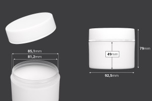 250ml-Glas aus mattweißem Kunststoff mit silbernem Streifen und Innenauskleidung auf dem Deckel – 6 Stück-2