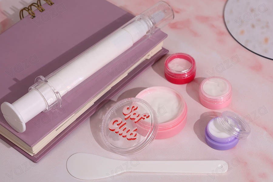 Acryl Cremedose 10ml rosa mit transparentem Deckel -12 Stücke-bildgruppe