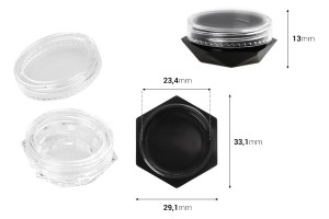 Acryl Cremedose 3ml polygon mit transparentem Deckel -12 Stücke-εικόνα_διαστάσεις