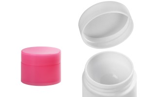 Kapak üzerinde iç conta ile 5 ml çift kavanoz plastik - 12 adet