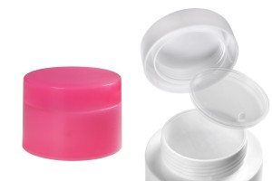 Pot à double fond en plastique de 50ml avec joint intérieur sur le couvercle - 6 pcs