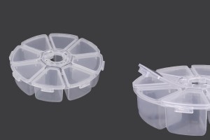 Trousse ronde en plastique à 8 places pour les paillettes et les produits cosmétiques-εικόνα_προϊοντική