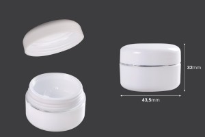 Pot en plastique de 10ml à double fond avec bande argentée, joint et couvercle - 12 pcs-εικόνα_διαστάσεις