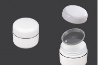 Βάζο 20 ml πλαστικό δίπατο με ασημί ρίγα, παρέμβυσμα και καπάκι - 12 τμχ