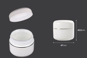 Pot en plastique de 20ml à double fond avec bande argentée, joint et couvercle - 12 pcs-εικόνα_διαστάσεις