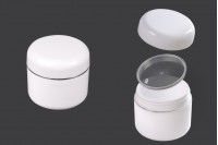Βάζο 50 ml πλαστικό δίπατο με ασημί ρίγα, παρέμβυσμα και καπάκι - 12 τμχ