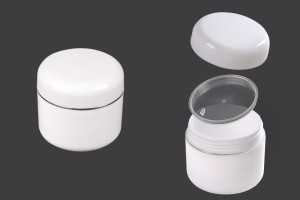 Βάζο 50 ml πλαστικό δίπατο με ασημί ρίγα, παρέμβυσμα και καπάκι - 12 τμχ-εικόνα_προϊοντική