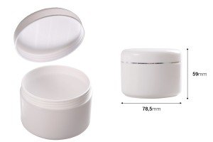 Pot en plastique de 200ml avec bande argentée et joint intérieur sur le couvercle - 6 pcs-2
