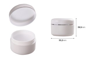 Pot en plastique de 50ml avec bande argentée et joint intérieur sur le couvercle - 12 pcs-εικόνα_διαστάσεις