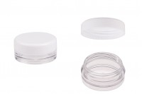 Pot en acrylique de 3 ml transparent avec couvercle blanc