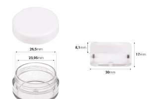 Transparente Acryl- Cremedose mit weißem Deckel 5ml-εικόνα_διαστάσεις