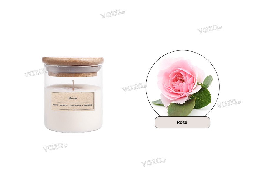 Rose Bougie de soja aromatique avec mèche en bois (110gr)