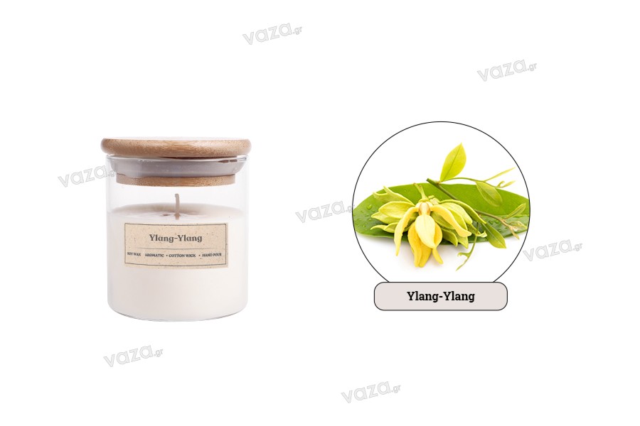 Ylang-ylang αρωματικό κερί σόγιας με βαμβακερό φυτίλι (110gr)