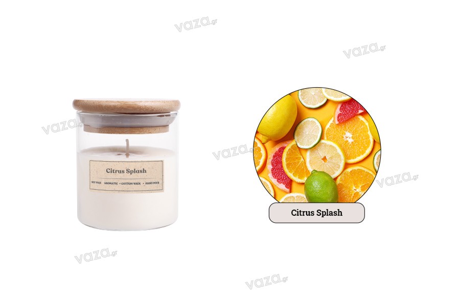 Citrus Splash Bougie de soja aromatique avec mèche en bois (110gr)
