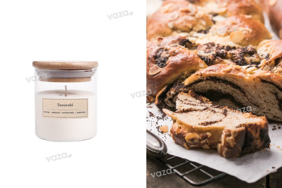 Tsoureki αρωματικό κερί σόγιας με βαμβακερό φυτίλι (110gr)