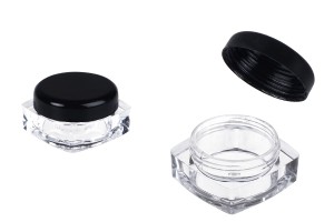 Viereckige transparente Cremedose 5ml mit schwarzem Deckel- Packung mit 12 Stücken-εικόνα_προϊοντική