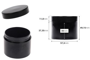 Vasetto acrilico nero da 70 ml per creme con fodera interna in confezione da 12 pz.-bildabmessungen