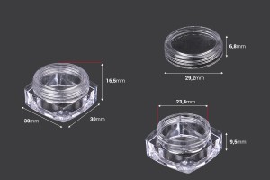 Pot carré en acrylique 5ml transparent avec couvercle pour crèmes - lot de 12 pièces-εικόνα_σύνθεση