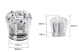 Pompe de pulvérisation acrylique et capuchon (15/400) de couleur or ou argent - 6 pcs-εικόνα_διαστάσεις